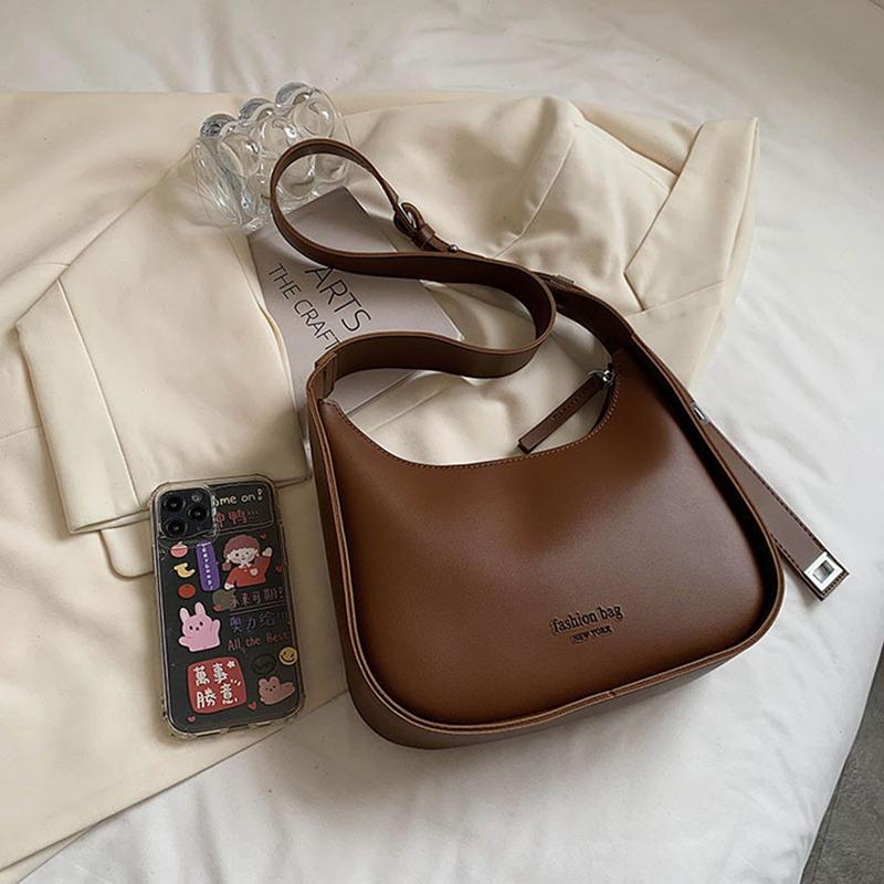 Yogodlns Винтажная однотонная сумка через плечо в форме полумесяца для женщин, новая сумка через плечо из мягкой кожи