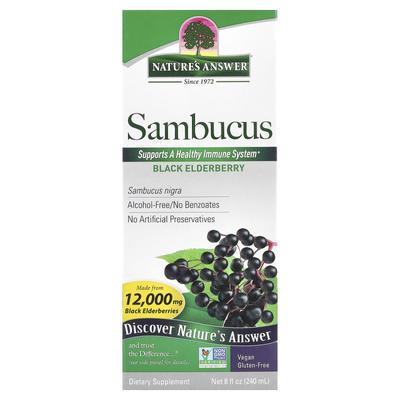 Nature's Answer, Sambucus, черная бузина, безалкогольный, 12 000 мг, 8 жидких унций (240 мл)