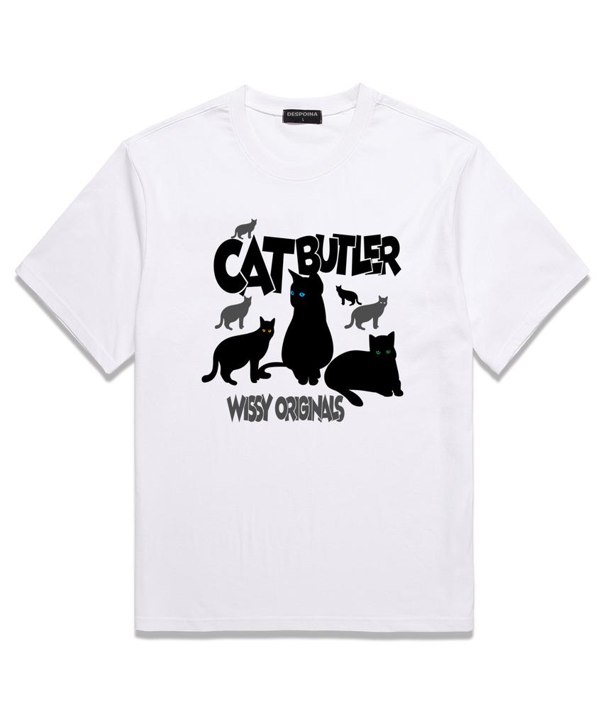 Wissi Cat Оригинальная футболка оверсайз с коротким рукавом (Ws026) белый