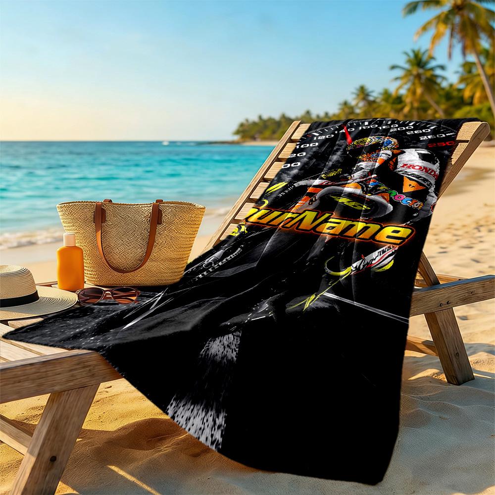 Doctor46 Personalized Text Beach Towel Super Soft Microfiber Quickdry Fabric