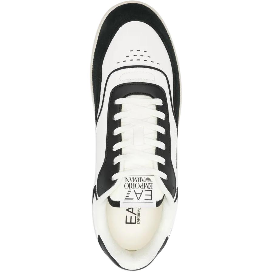 Emporio Armani EA7 Полиэстер Кожа Круглый Носок На Шнуровке Низкие Кроссовки Мужские кроссовки Черный Белый X8X190XK405N814