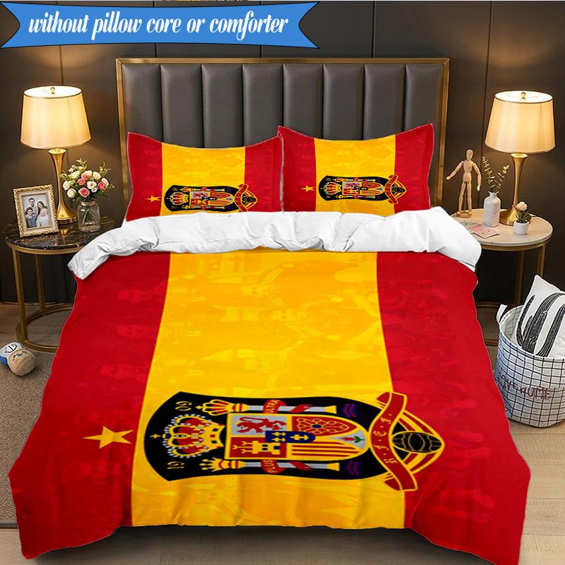 3PCS Spain FC Crest Printed Soft Bedding Set,Including 1pc Duvet Cover And 2pcs Pillowcases Perfect for Bedroom, Dormitory, Fan gift