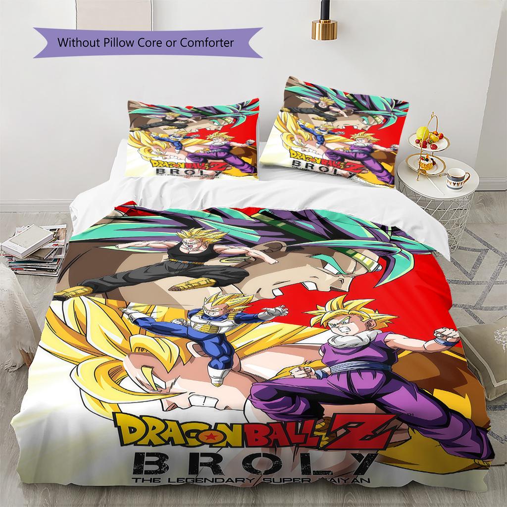 Dragon Ball Cozy Bedding Set Soft Duvet Cover with Pillowcases Skin-Friendly Lightweight for Bedroom