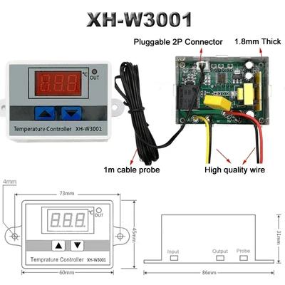 W3001 W3002 Микрокомпьютерный контроллер температуры DC12V 24V AC110 AC200V Цифровой термостат Термореле Управление нагревом и охлаждением