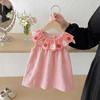 Летнее клетчатое платье с клубникой для девочек Mori Sweet Princess Baby Fresh Cute Хлопковый сарафан для малышей