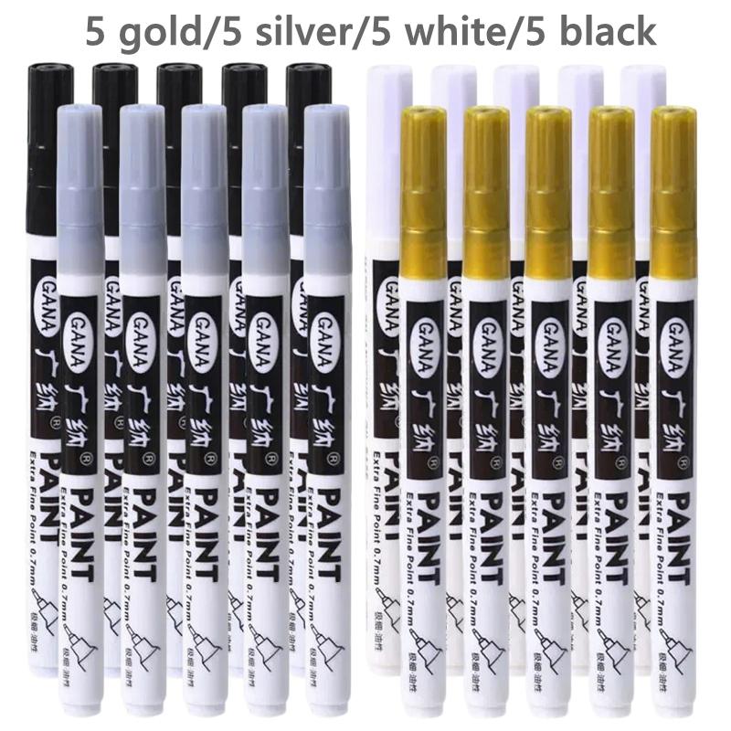 Xiaomi 1-20Pcs/set Oil Based White Black Permanent Paint Markers Pens 0.7mm Extra Fine Waterproof for Rock Painting, Wood, Metal Canvas