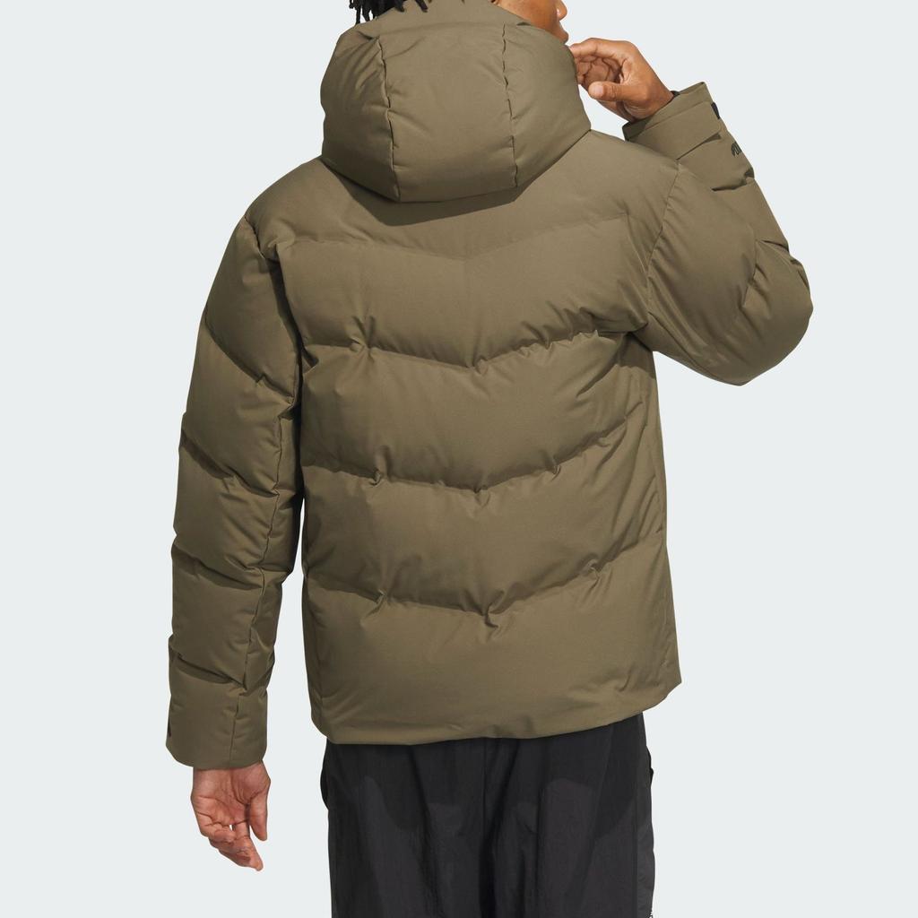 Adidas 800 Fill однотонный спортивный повседневный пуховик с капюшоном куртка унисекс оливково-зеленый IW0783