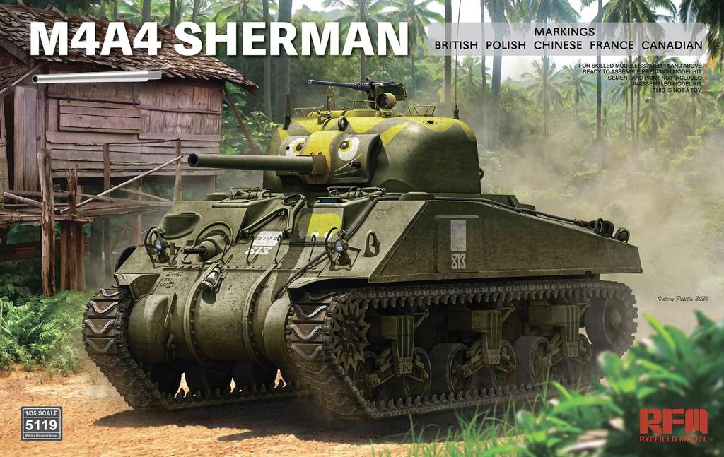 МОДЕЛЬ RYEFIELD M4A4 Sherman Пластиковая модель Сборочный комплект RFM5119 1/35