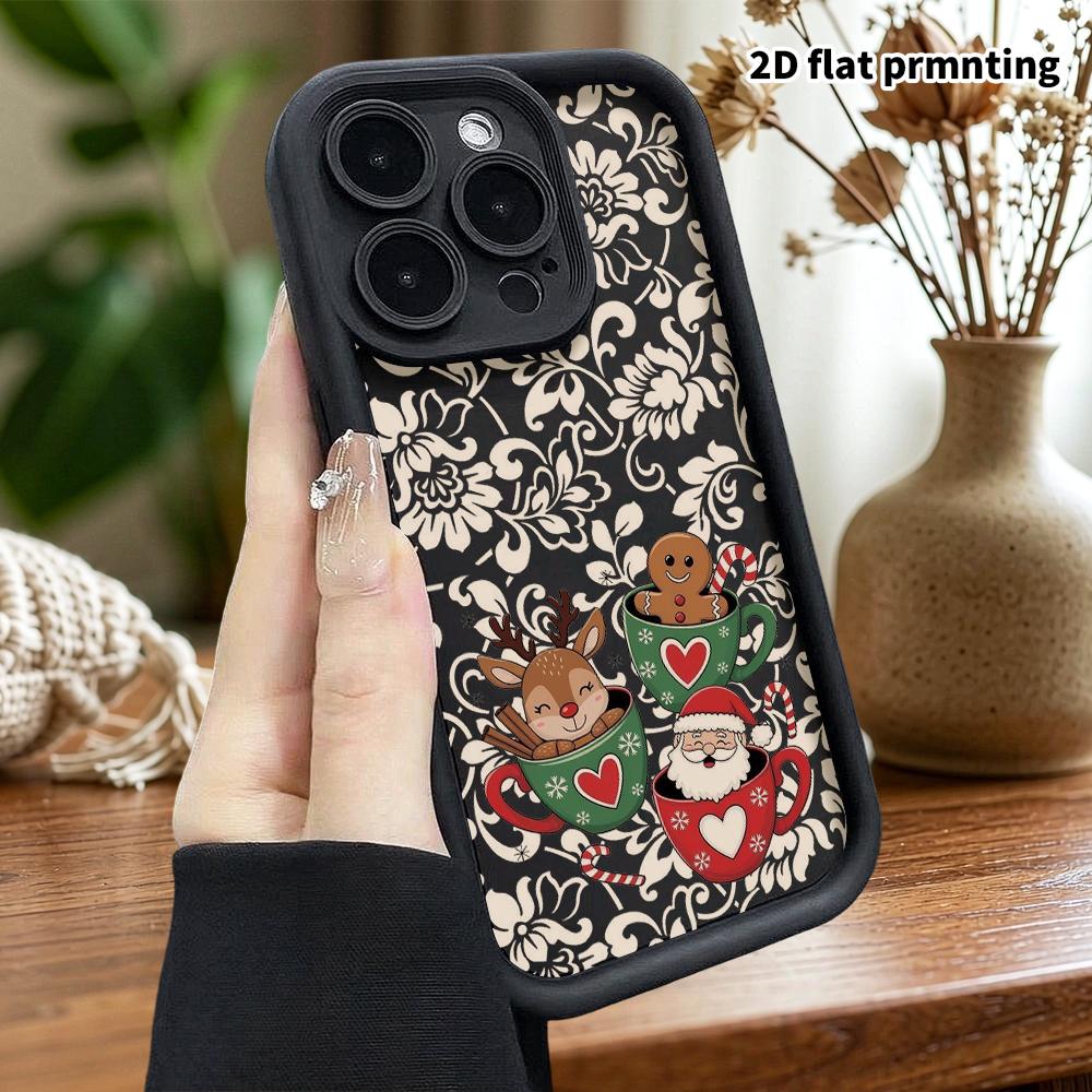 Phone Case: 2D flat design suitable for iPhone 18, 17, 16, 15, 14, 13 Pro, unisex, cartoon Santa Claus, Christmas and Halloween gift