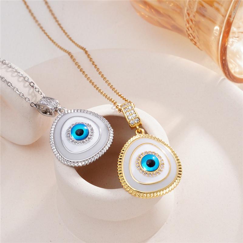 Fashion Hamsa Evil Eye Zircon Pendant Necklace Stainless Steel Chains High Grade Geometric Choker Jewelry Gifts For Women Girls