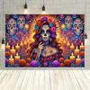 Day of The Dead Sugar Skull Theme Banner Decoration Backdrop Day of The Dead Party Home Decoration Photography Backdrop Cloth