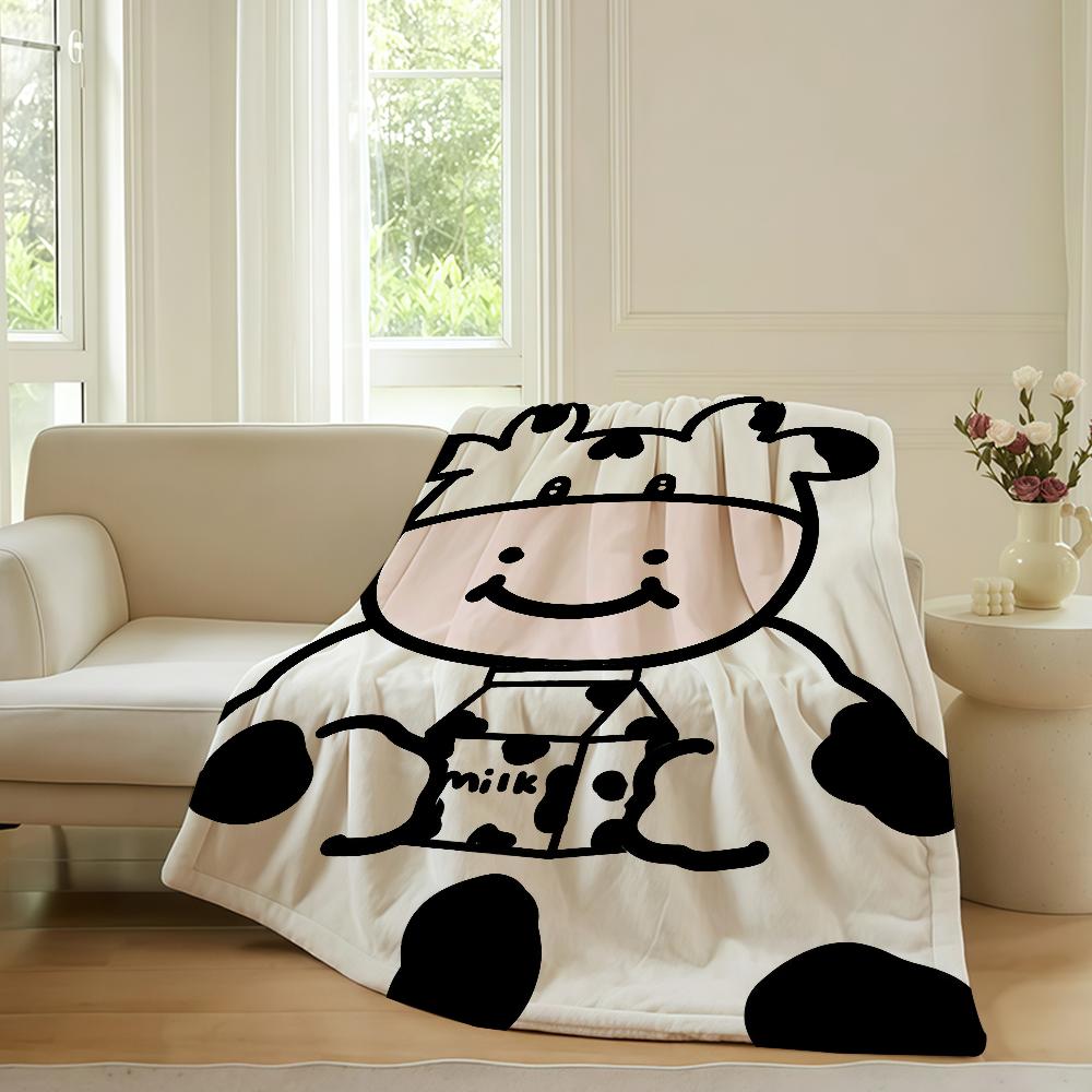 Holstein Spots Cow Texture Blanket Warm Soft Suitable For Bedroom Sofa Bed Living Room Office Travel Camping Gifts