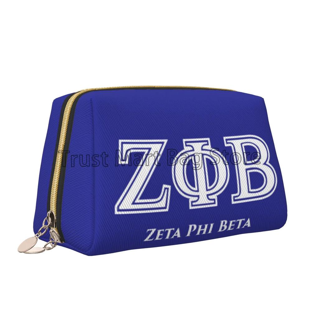 Zeta Phi Beta Принт Большая косметичка Кожаная Женская Дорожная косметичка Сумка для туалетных принадлежностей Косметички Портативная Многофункциональная сумка для хранения Подарок
