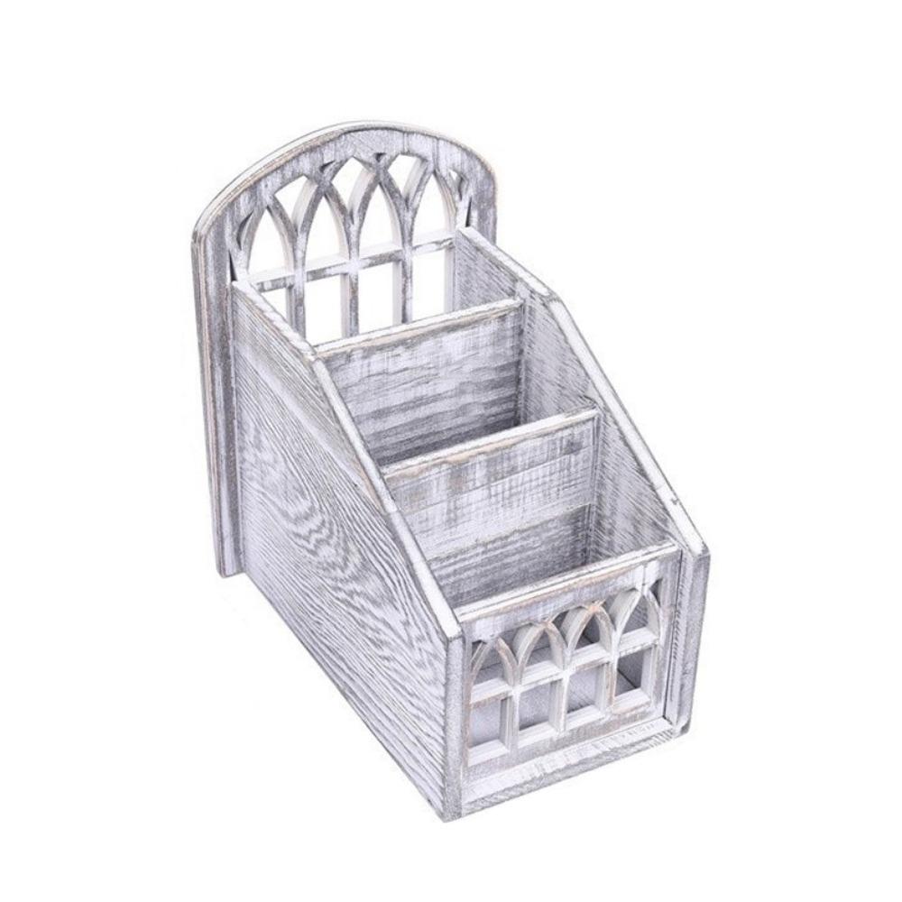 Vintage Style Remote Control Holder Wooden Desktop Storage Box Desktop Organizer Office