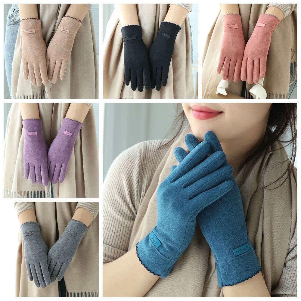 Утолщенные перчатки с закрытыми пальцами, зимние варежки, простые женские замшевые перчатки для катания на лыжах