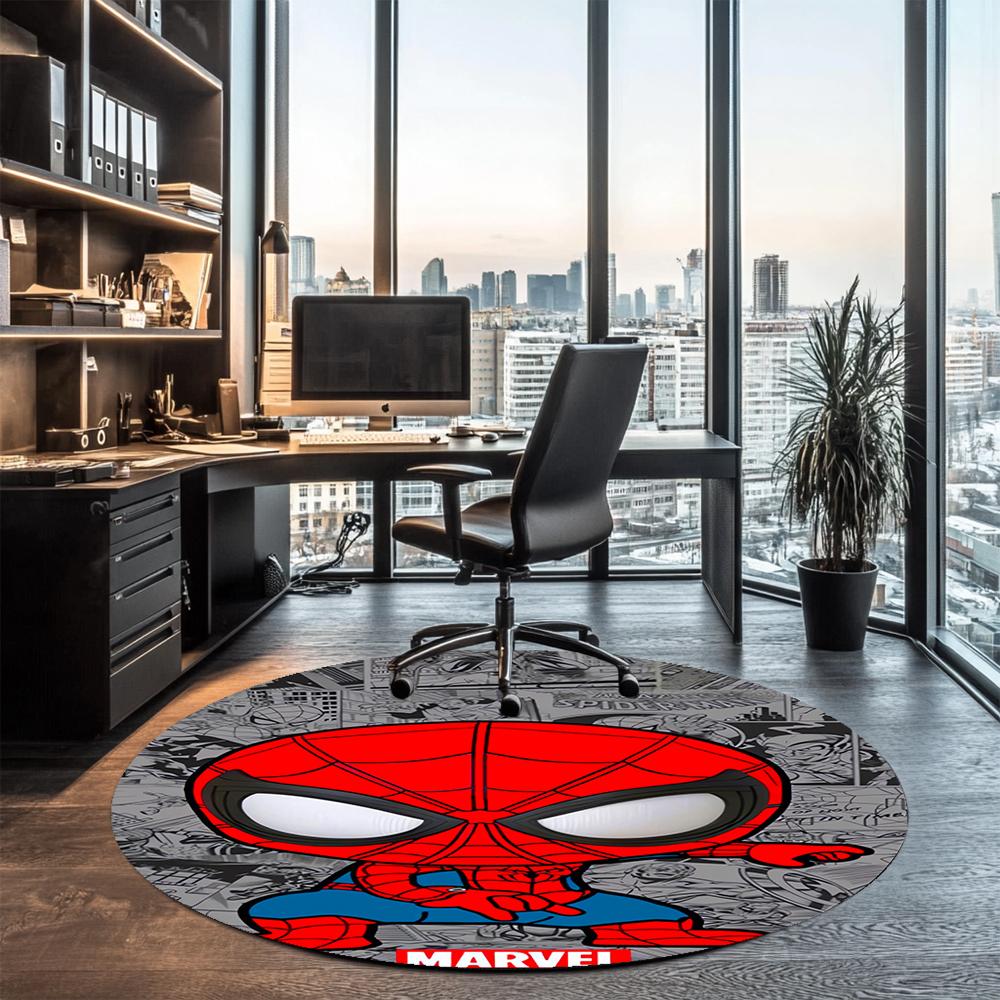 Spider Man Printed Round Rug Carpet Chair Rug Area Rug Entryway Doormats,for Office Chair Living Room Bedroom Kitchen Room.