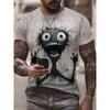 Men's Monster Printed Short Sleeve T-shirt Summer Round Neck Top