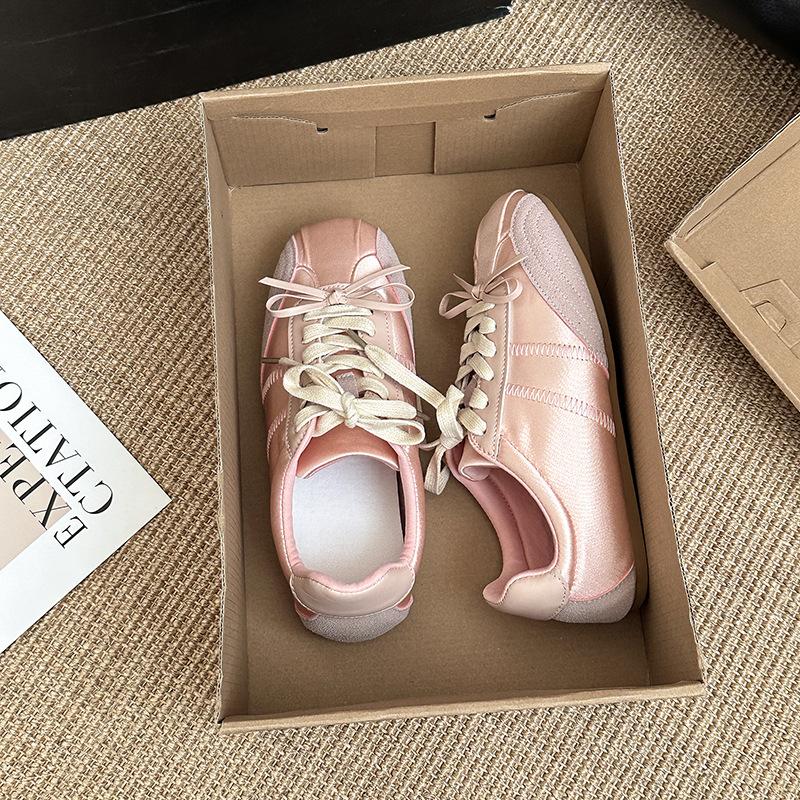 Ретро мода бант розовые кроссовки 2025 весна новые ремни повседневные туфли Форрест Гамп немецкие кроссовки женская обувь