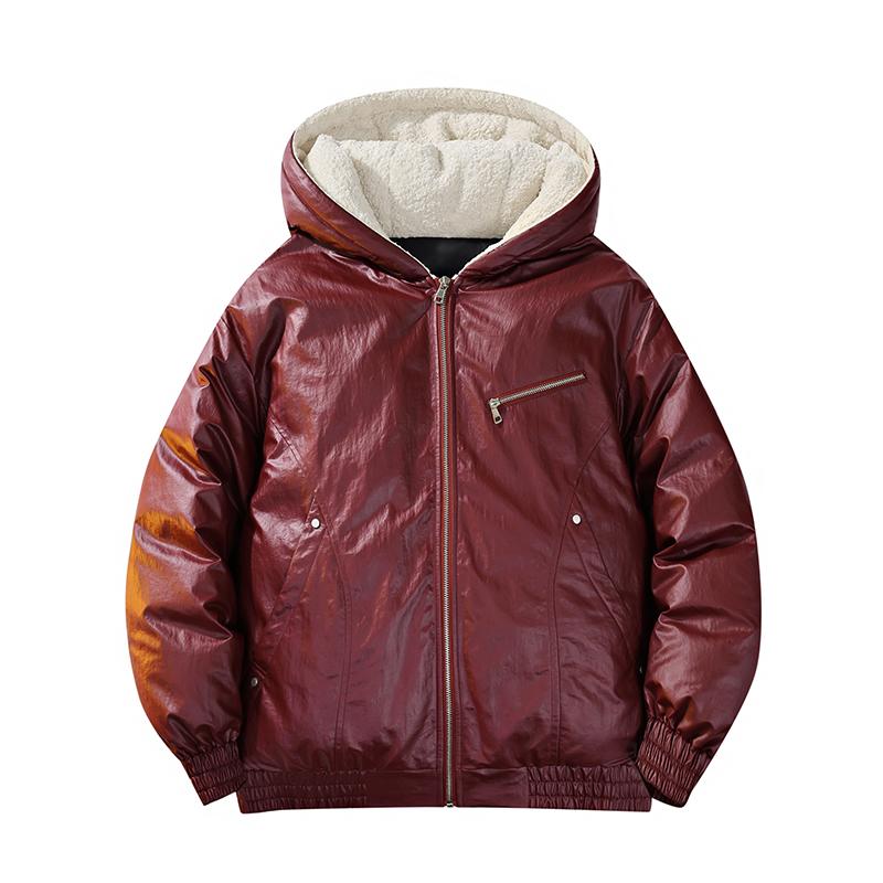 Мужская свободная и толстая теплая хлопковая куртка из искусственной кожи, большого размера