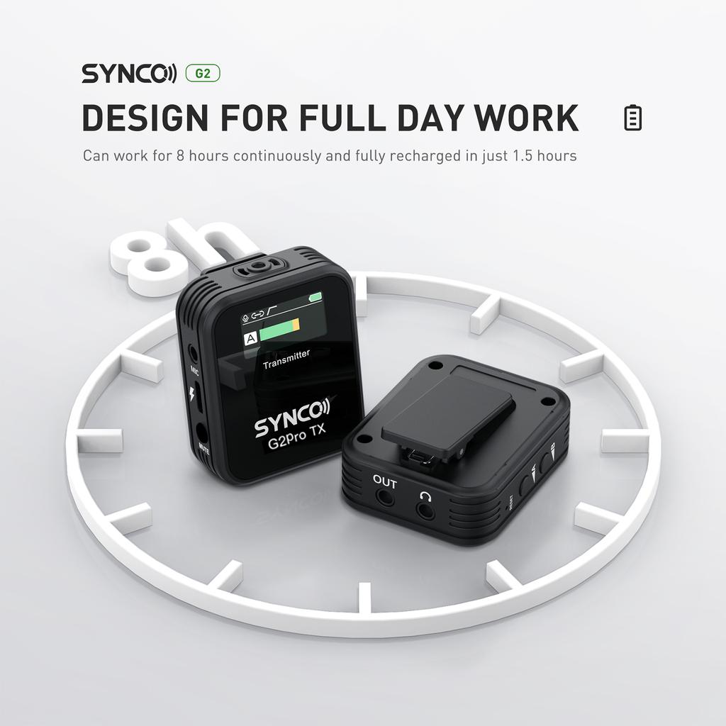 Synco G2A1 Pro Wireless Microphone System with 1 Receiver & 1 Microphones 200M Transmission Range 6