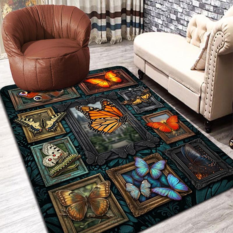 Butterfly Collection Pattern Rug Floor Mat for Living Room or Bedroom Soft and Comfortable Carpet a Gift for Birthday and Holiday.