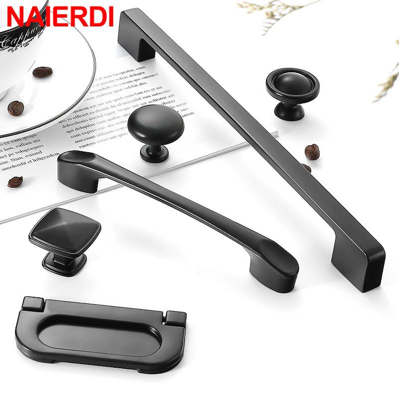 NAIERDI Black Cabinet Handles Long Furniture Handle American Style Kitchen Cupboard Pulls Drawer Knobs Hardware