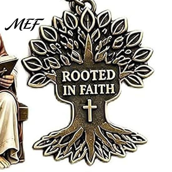 3-In-1 Keychain Jesus Reading Keychain, Vintage Man Tree of Life Scripture Baptismal Car Key Ring Handbag Charm, Gift for Christian Charm
