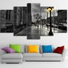 5 Panels London City Street Black White Paintings Wall Art Canvas Painting Prints Poster Home Decor Pictures For Living Room No Frame