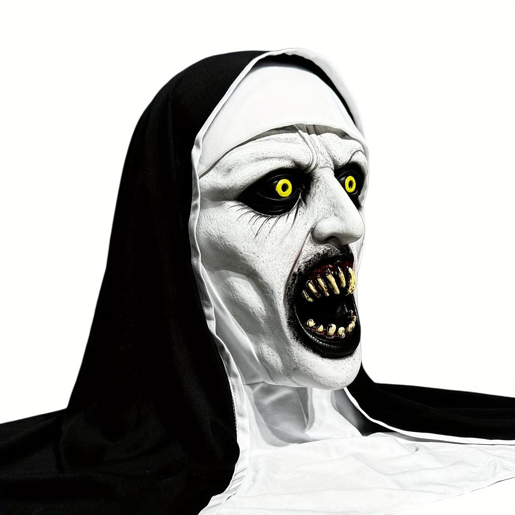 QUALTEUS Fashionable Nun Latex Mask - Hand Washable, Halloween Horror Role Playing Accessory