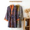 Chinese Style Women's Bathrobe Cotton Long Sleeve Autumn Ladies Kimono with Pockets Lace Up Oversize Dressing Gown for Female
