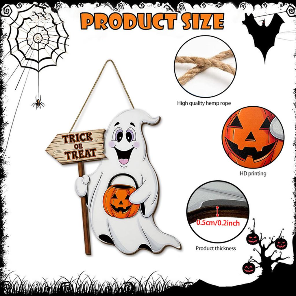 Halloween Ghost Wooden Sign For Spooky Home Decor Crafted From Durable Poplar Wood