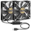 Mauknci USB Fan, 12cm, 2 Units, 2 USB Fans, Quiet, 5V, 3 Levels of Airflow Adjustment, Cooling Fan for PS4, Etc., Compatible with Laptops