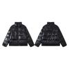 PU Leather Padded Jacket Men Stand Collar Loose Fit Winter Casual Outerwear