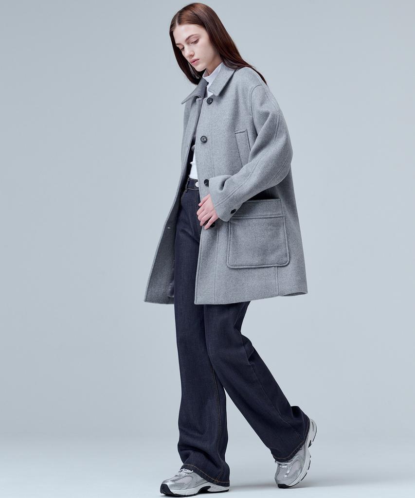 Maloupe 6508 Wool Half Coat (Grey)