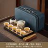National style retro high-end Ru kiln black pine plum blossom hand-held pot tea set new Chinese kung fu tea business printing commemoration