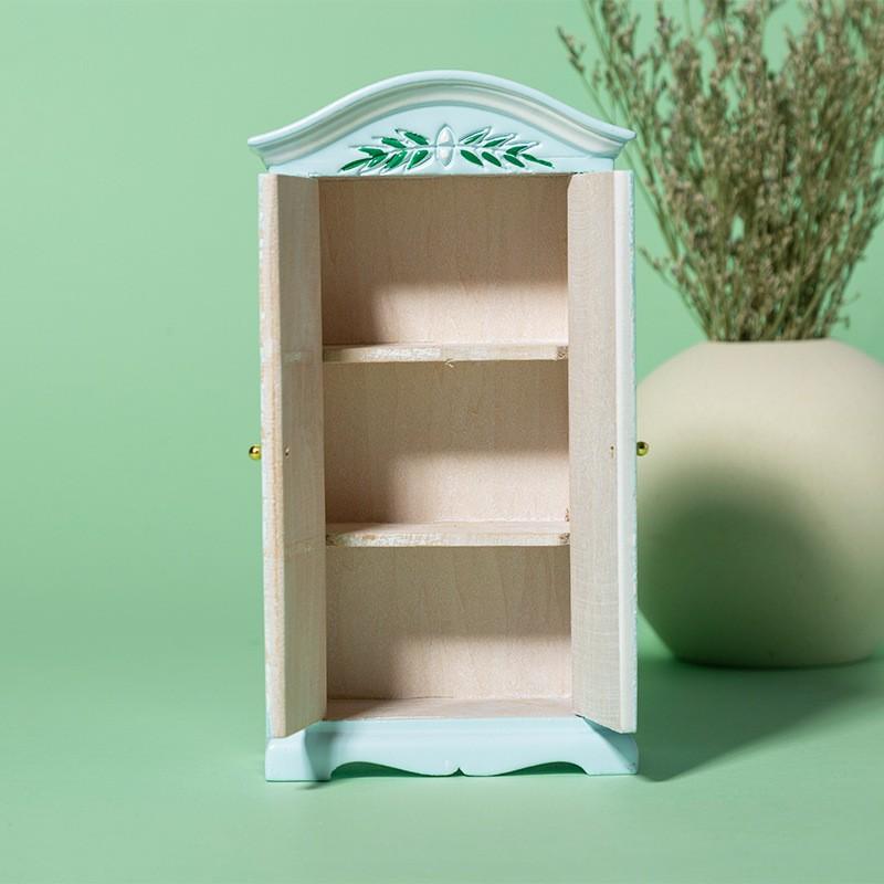 1:12 Scale Miniature Dollhouse Bedroom Furniture Set Wooden Printed Wardrobe Decorative Accessory DIY Craft Display