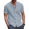 Летняя белая рубашка, мужские хлопковые льняные топы, мужские рубашки с короткими рукавами и пуговицами, однотонные синие, черные рубашки
