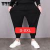 Мужские спортивные брюки больших размеров Plus Fat, свободные повседневные эластичные тонкие 9-точечные брюки