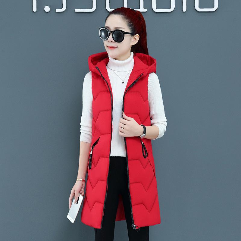 MAITA модный осенне-зимний длинный хлопковый жилет женская куртка корейское пальто без рукавов с капюшоном плюс размер тонкий теплый женский жилет
