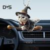 Halloween Wizard Cat Hanging Decoration Home Indoor Christmas Tree Car Rearview Mirror 2D Flat Acrylic Broom Kitten Hanging Ornament Animal Pendant