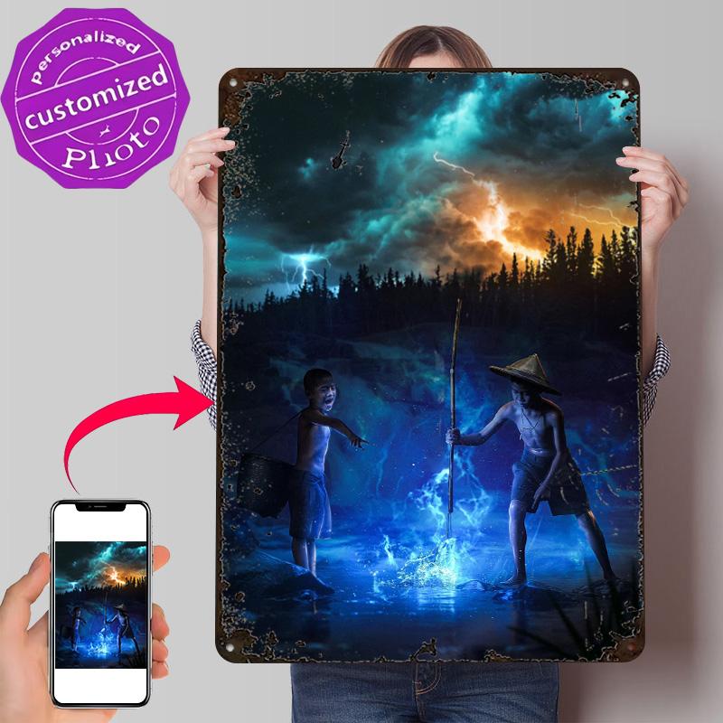 Magic Fishing Personalized D Textured Metal Poster Wall Art Vintage Tin Signs for Modern Home Decoration Ornaments Desk Decor