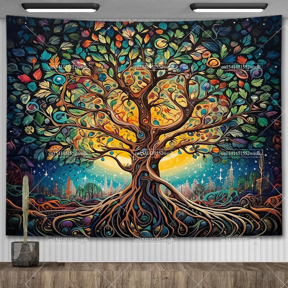 Кельтское Древо Жизни Гобелен Настенный декор Комнатные гобелены Эстетические коврики для йоги Пейзажные гобелены Настенное искусство Декоративные алтарные полотна