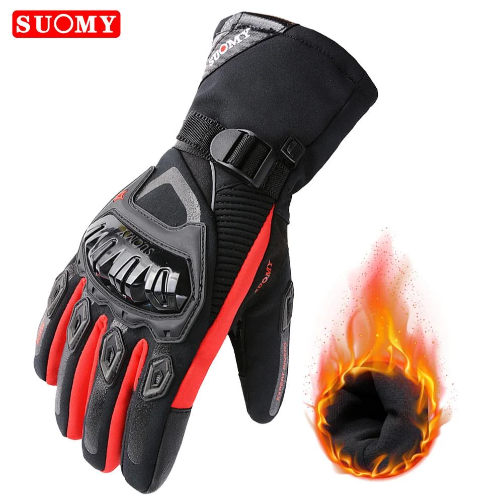 SUOMY Winter Warm Women Motorcycle Gloves cold-proof Equipment Waterproof Motocross Motorbike Racing Riding heated Racing Glove