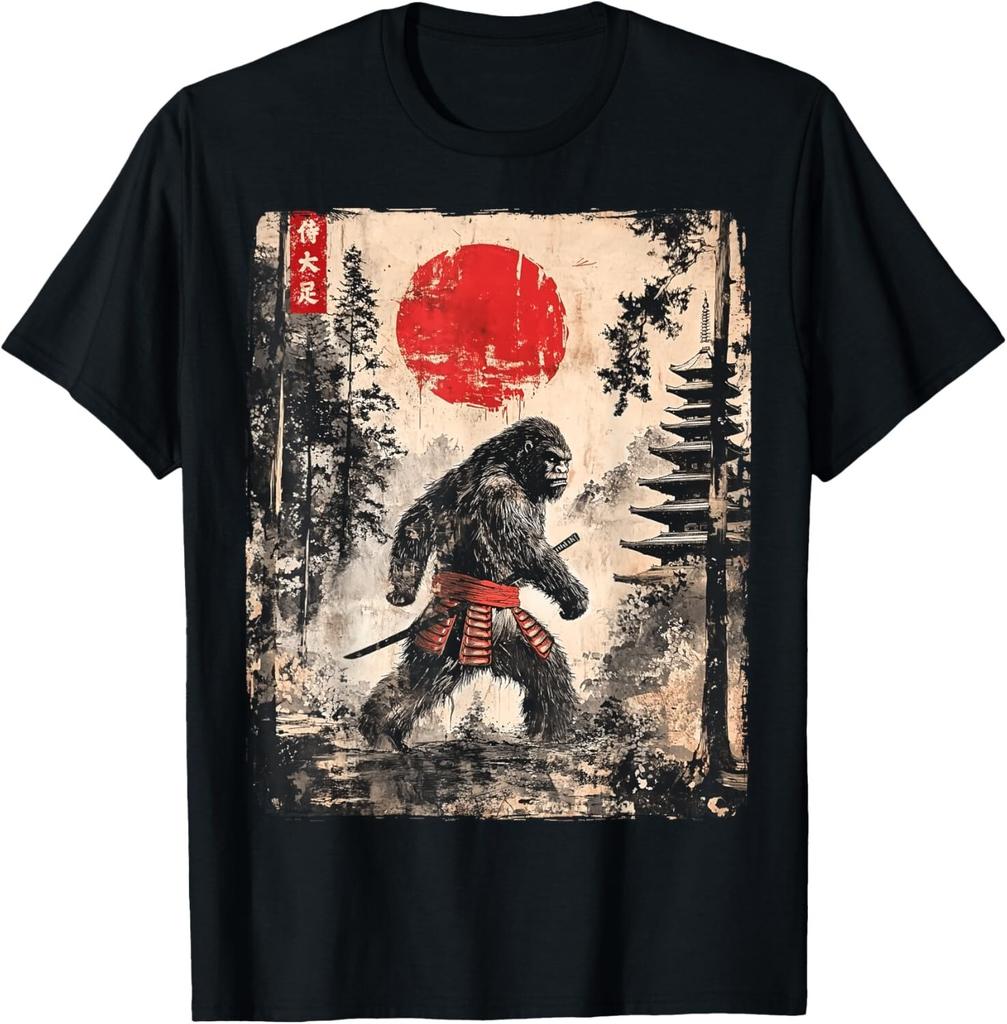 Samurai Bigfoot Japanese Vintage Graphic Ukiyo-e Art Funny unisex T-Shirt