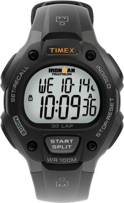 Мужские часы Timex T5E901 Ironman Traditional с 30 кругами, с серым/черным полимерным ремешком (Импортный)