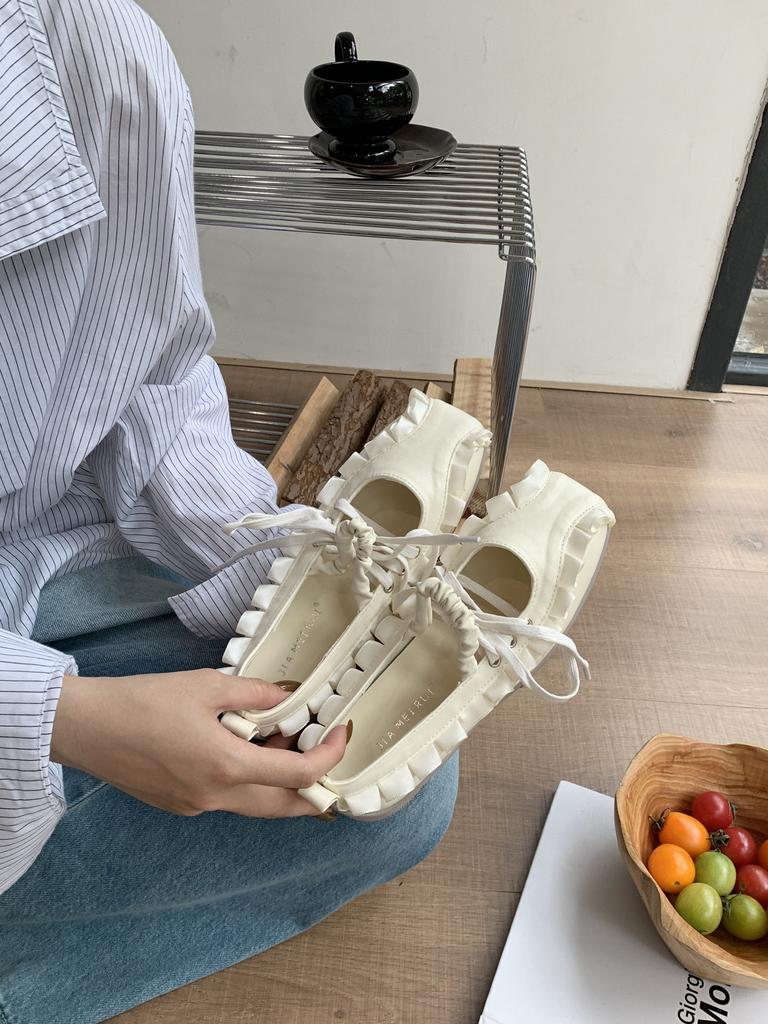 Korean version of silver ballet style thick-soled light-mouth bow single shoes women's 2025 new models with skirt temperament Mary Jane shoes