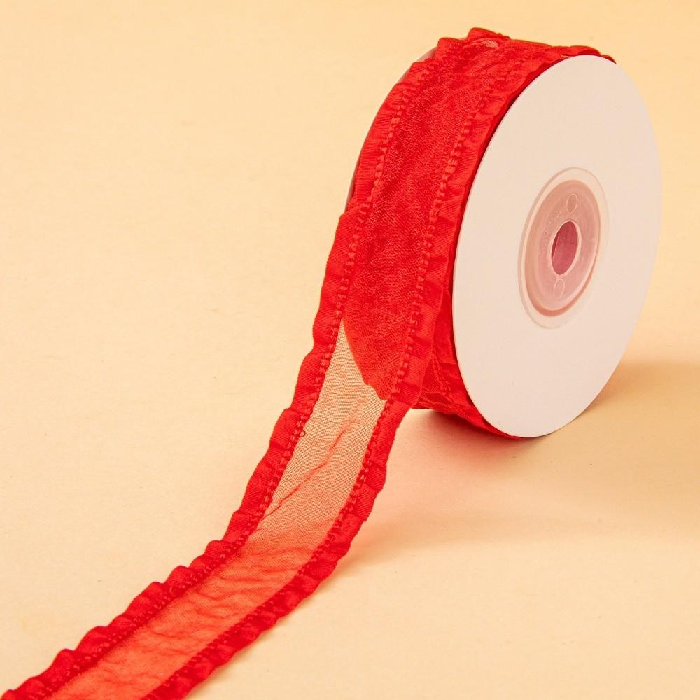 25 мм Складная Шифоновая Кружевная Лента DIY Широкая Подшитая Прозрачная Кружевная Лента Лента для Цветочных Композиций Упаковочная Лента