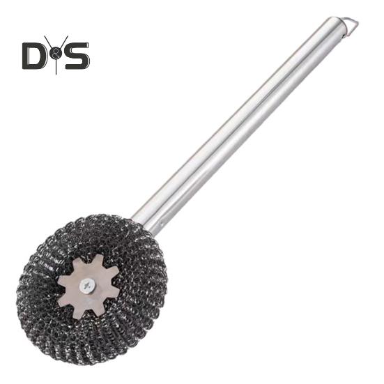 Baking Steel Wire Scrubber with Long Handle Easy To Clean Heavy Duty Pot Brush Kitchen Cleaner Cookware Pots Bakeware