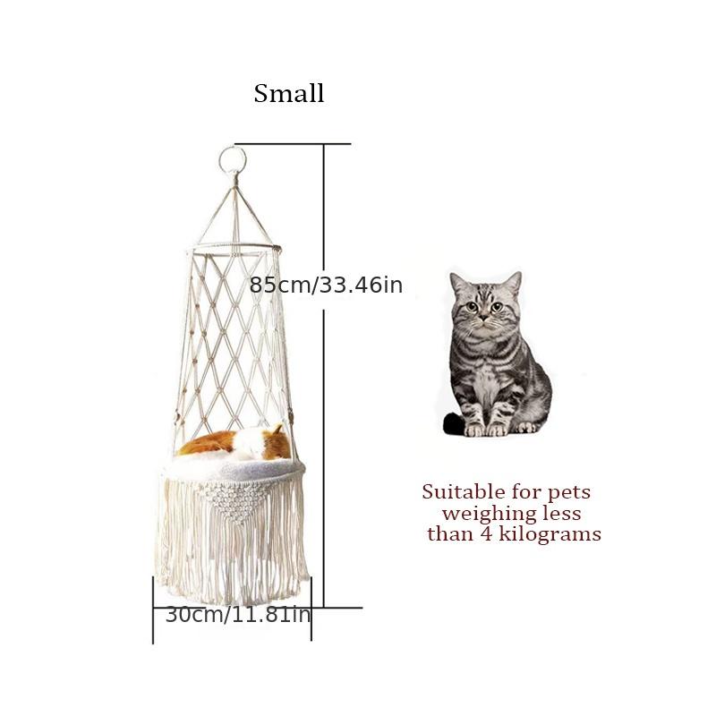 Подвесная кровать для кошки — уютный тканый хлопковый гамак для лучшего сна вашей кошки, качели-кровать ручной работы с корзиной и натуральным дизайном колыбели