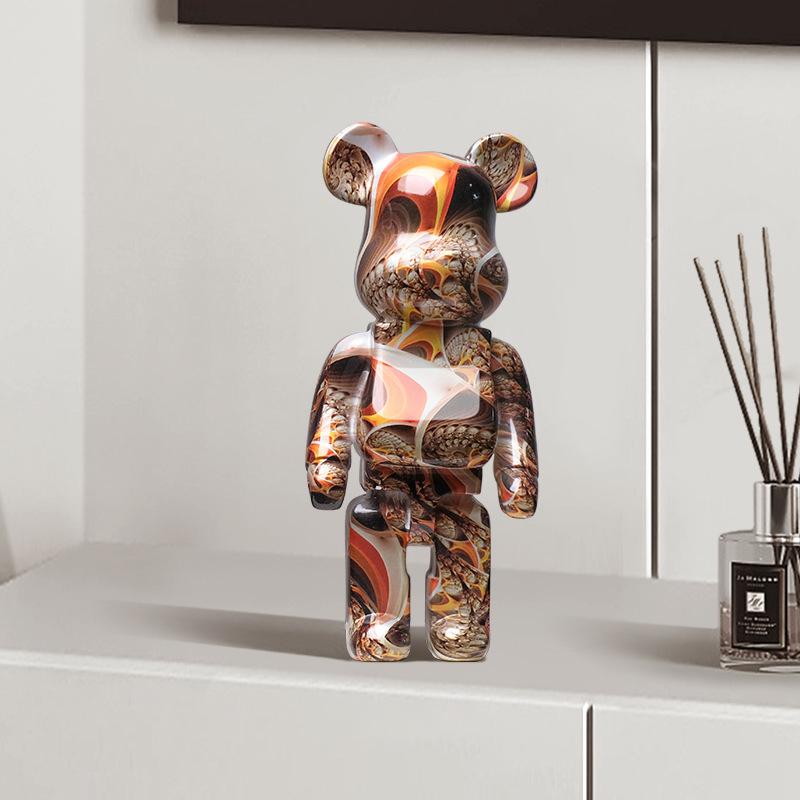 2025 New Graffiti Bear 27cm Figurine Home Decoration Animal Statue Storage Money Jar Modern Room Sculpture Table Decor